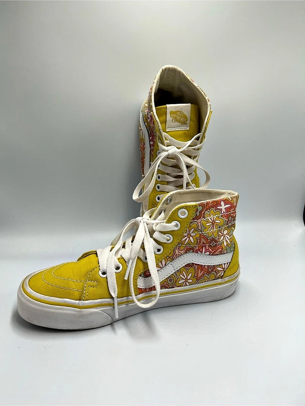 Vans Sk8-Hi Floral High Top Sneakers Yellow & Multicolor Women's 6.5